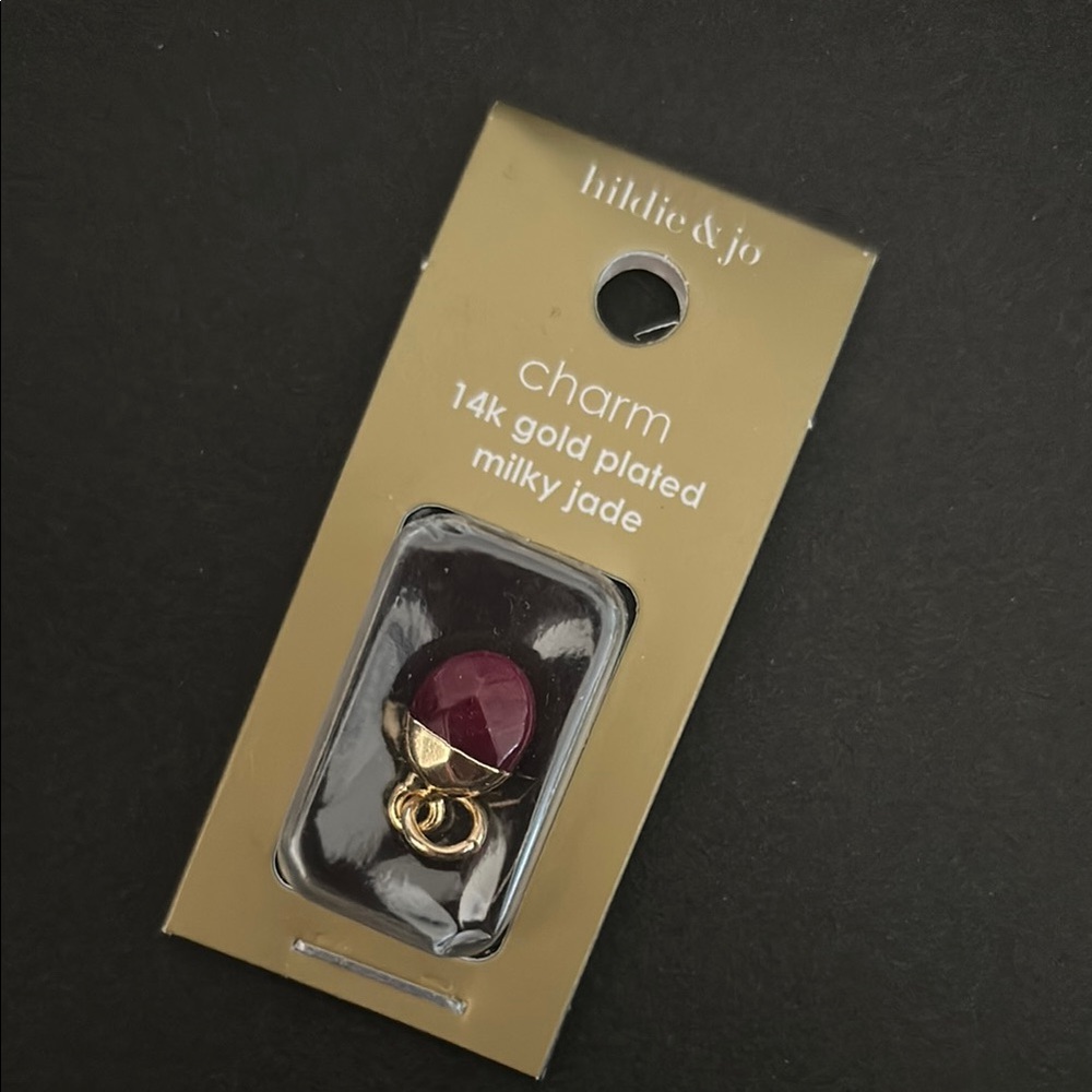 Milky Jade 14k Gold Plated Charm Pendant NWT